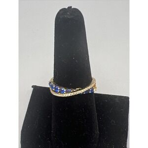 Danbury Mint Saphire and CZ Diamonesse Ring Size 7.5 Gorgeous